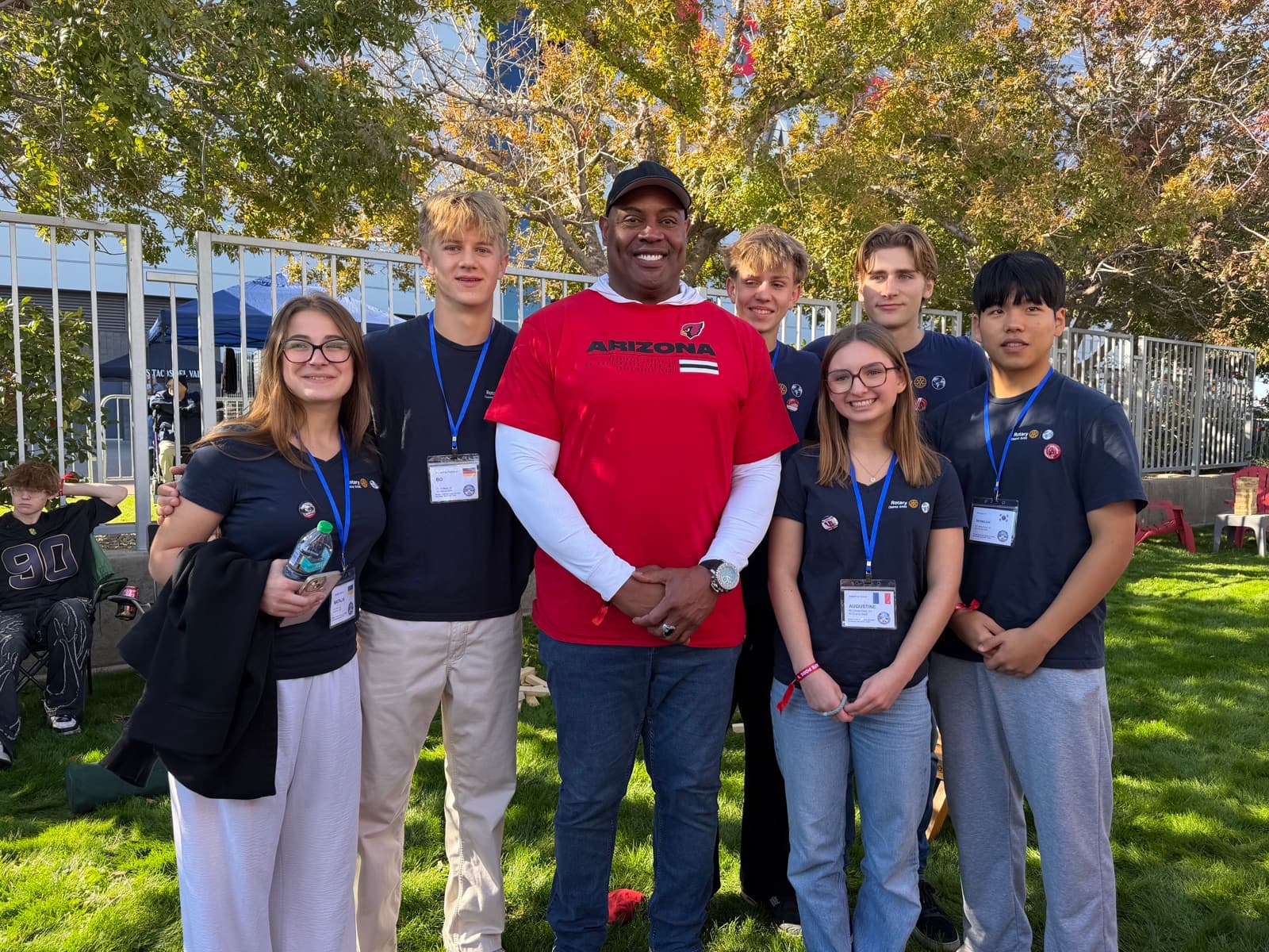 Eric Swann with student-athletes at the Arizona Cardinals stadium.